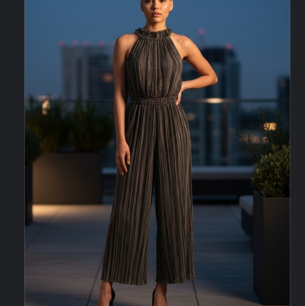 London Times Jumpsuit Black/White (Size 16) NWT